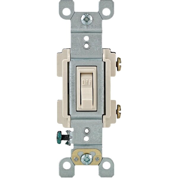 Leviton Residential Grade 15 Amp Toggle Single Pole Switch, Light Almond 204-RS115-TCP - main